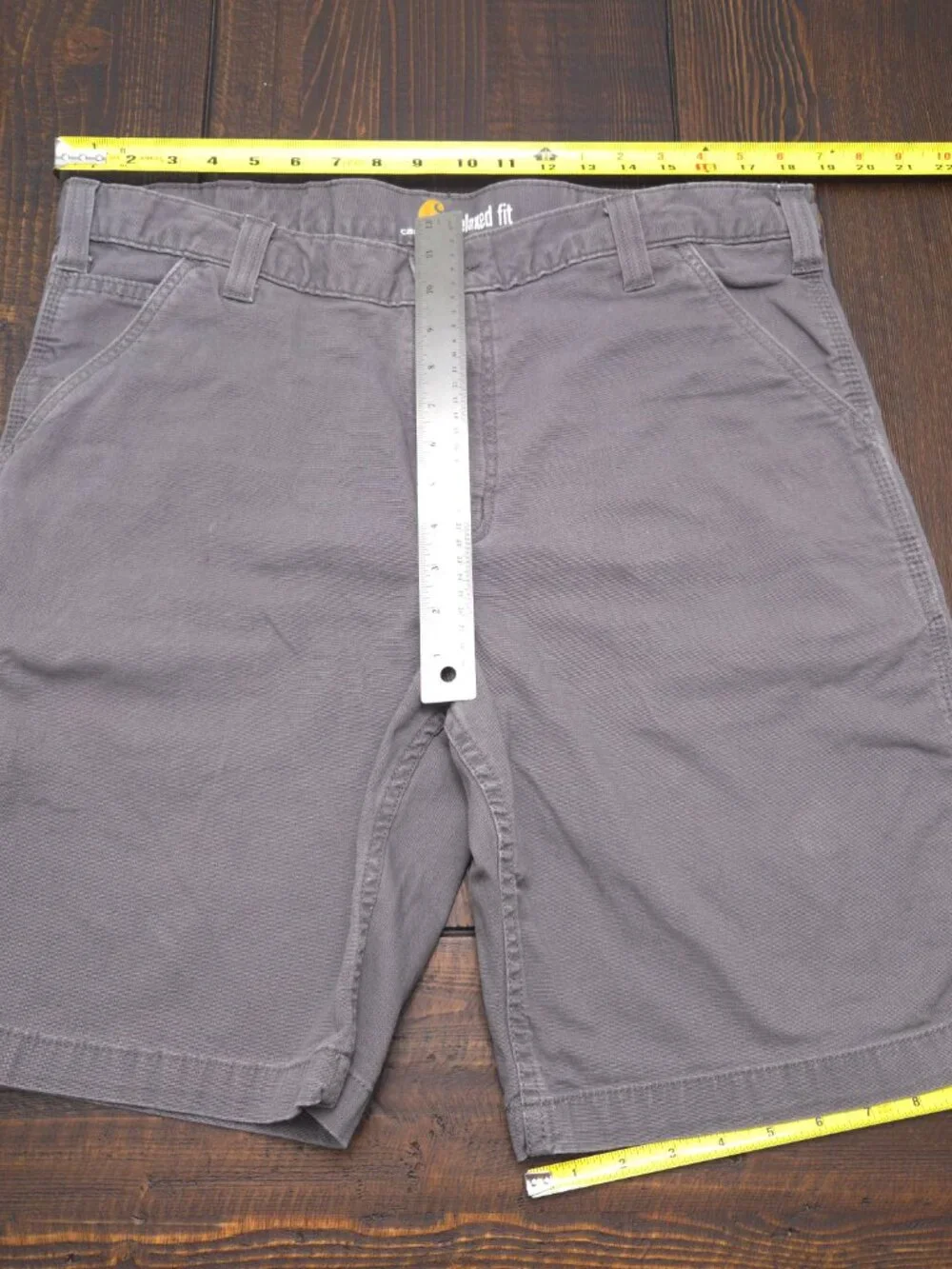 Carhartt Shorts Mens 36 Gray Relaxed Fit Carpenter Canvas Logo Work 9